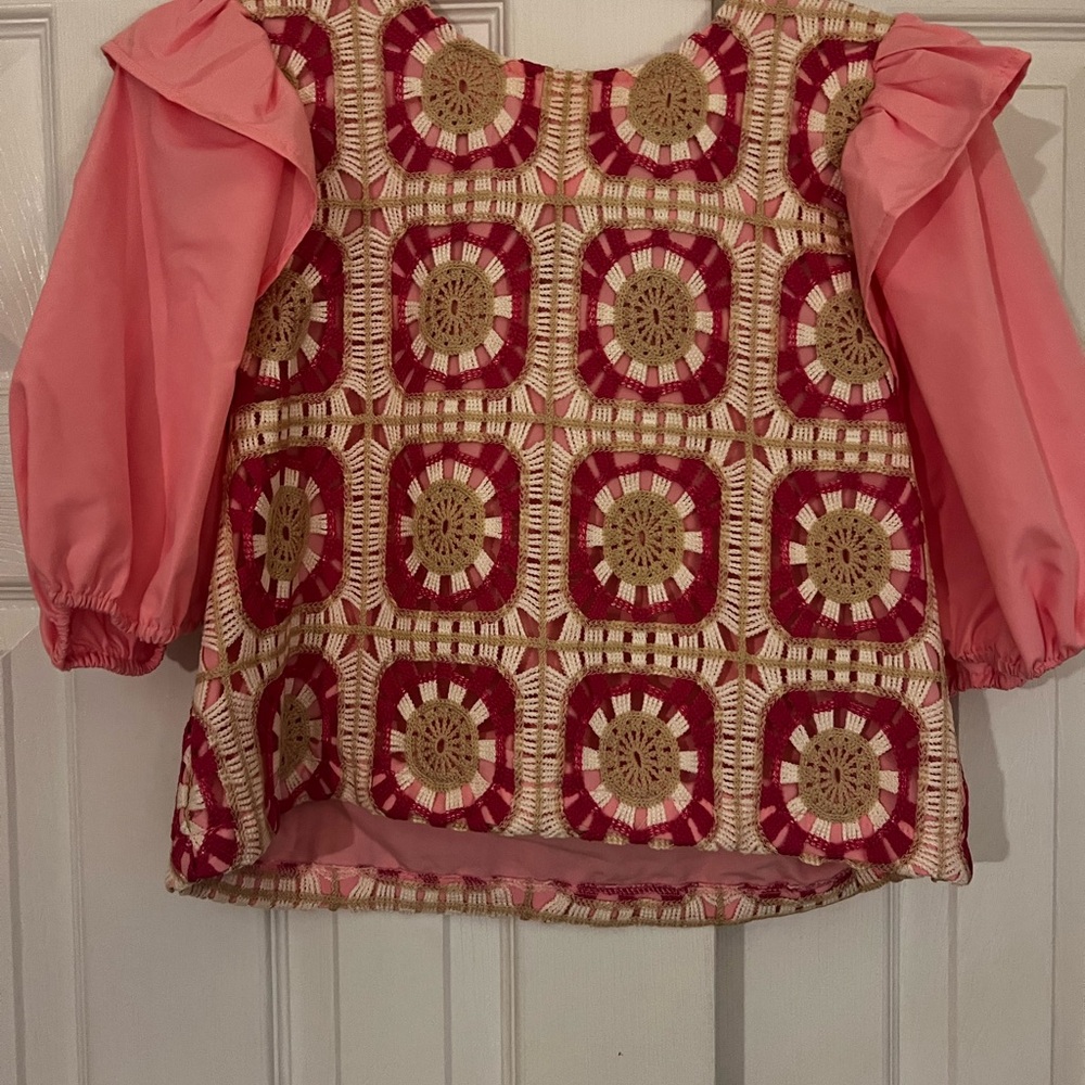 Pink and Red Patterned Blouse